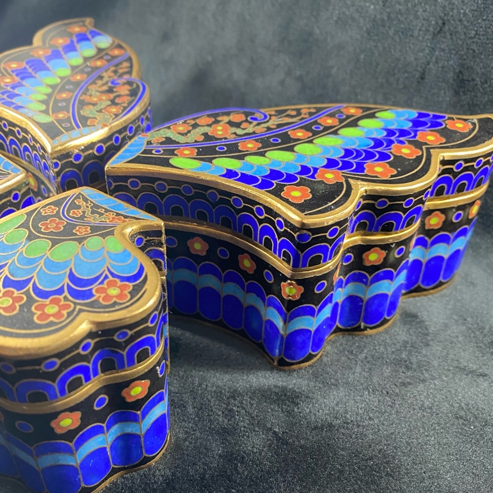 Vintage cloisonné butterfly puzzle box - Picture 5 of 7